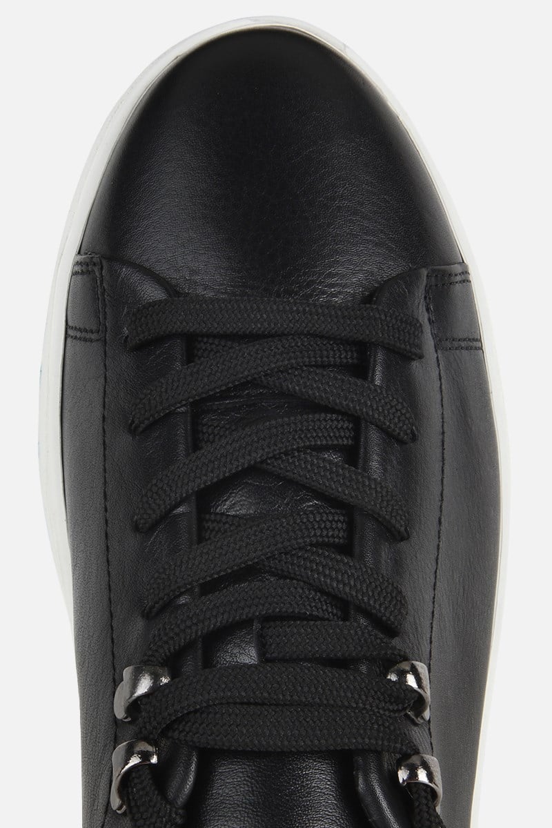 Erkek Siyah Deri Topuk Detaylı Bağcıklı Sneaker