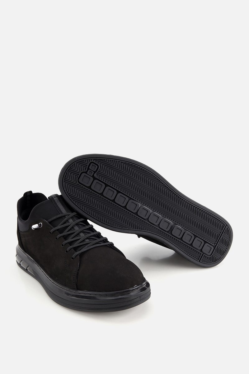 Erkek Siyah Nubuk Deri Bağcıklı Sneaker