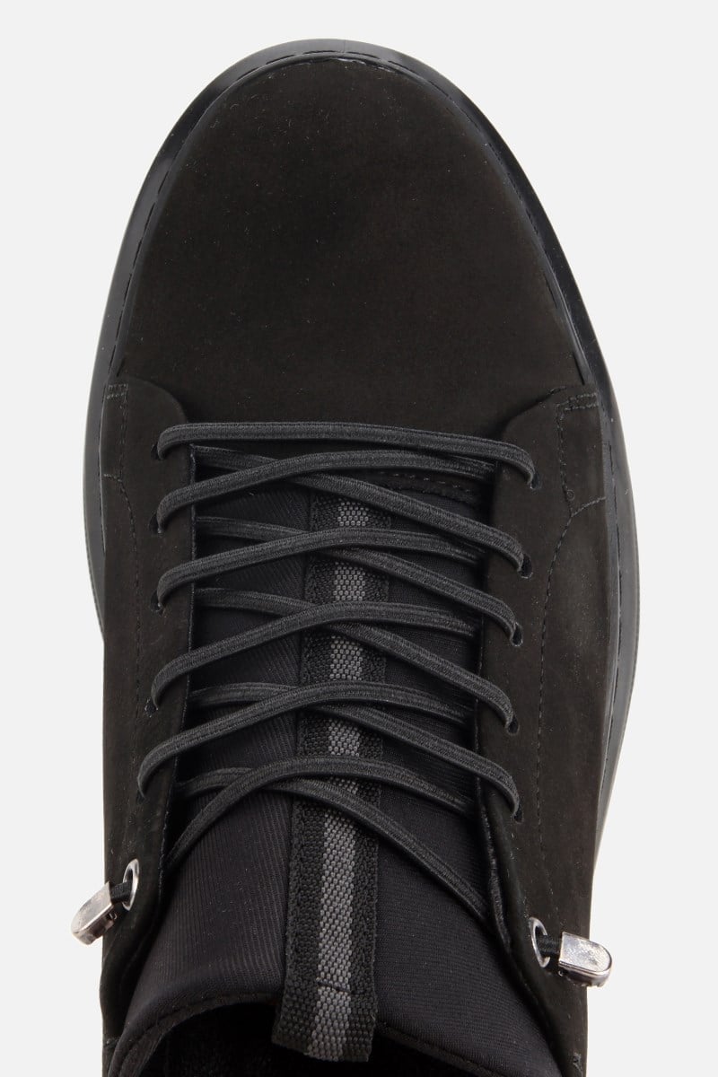 Erkek Siyah Nubuk Deri Bağcıklı Sneaker