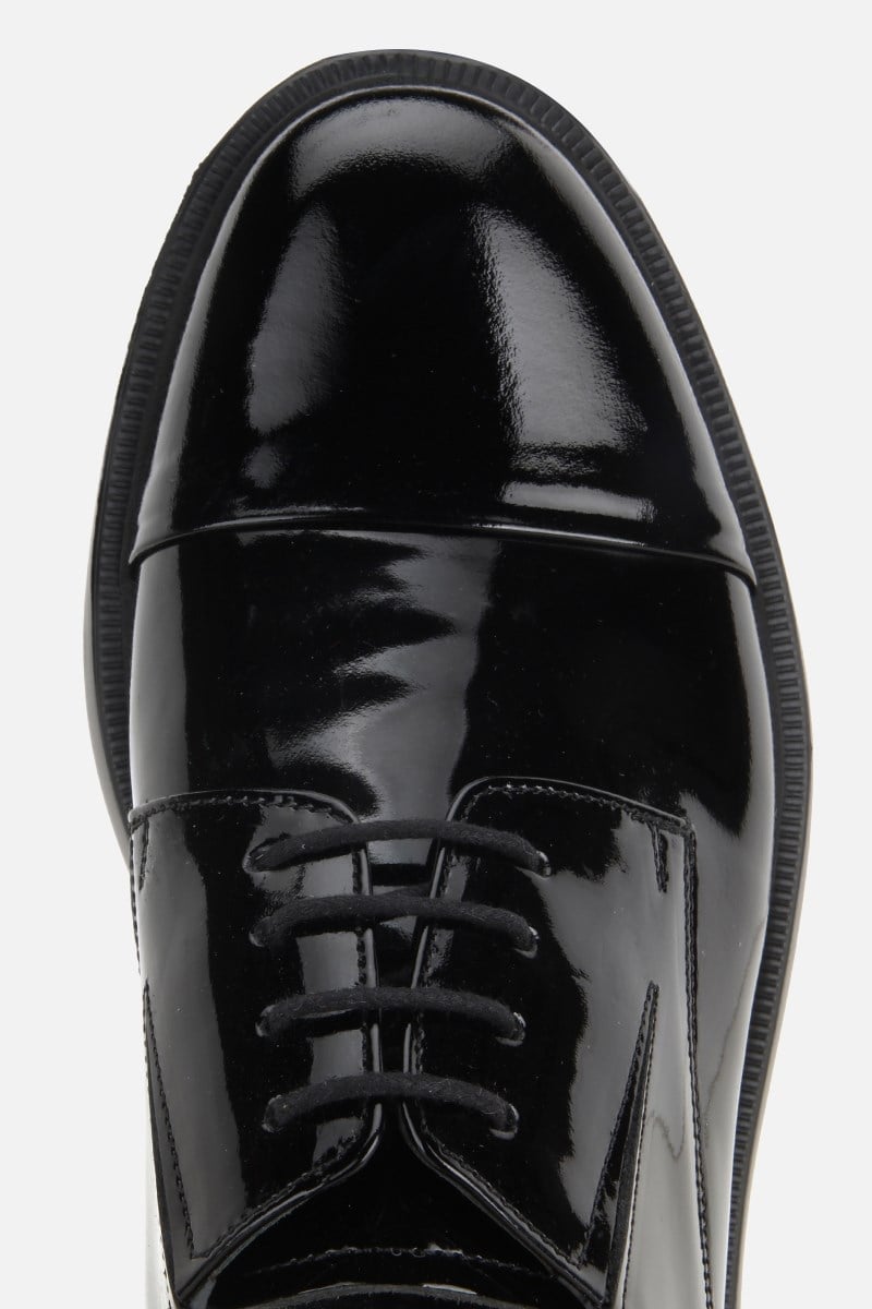 Erkek Siyah Rugan Deri Kalın Tabanlı Klasik Ayakkabı