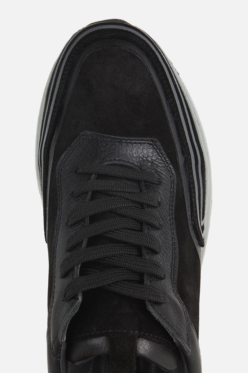 Erkek Siyah Süet Deri Bağcıklı Sneaker