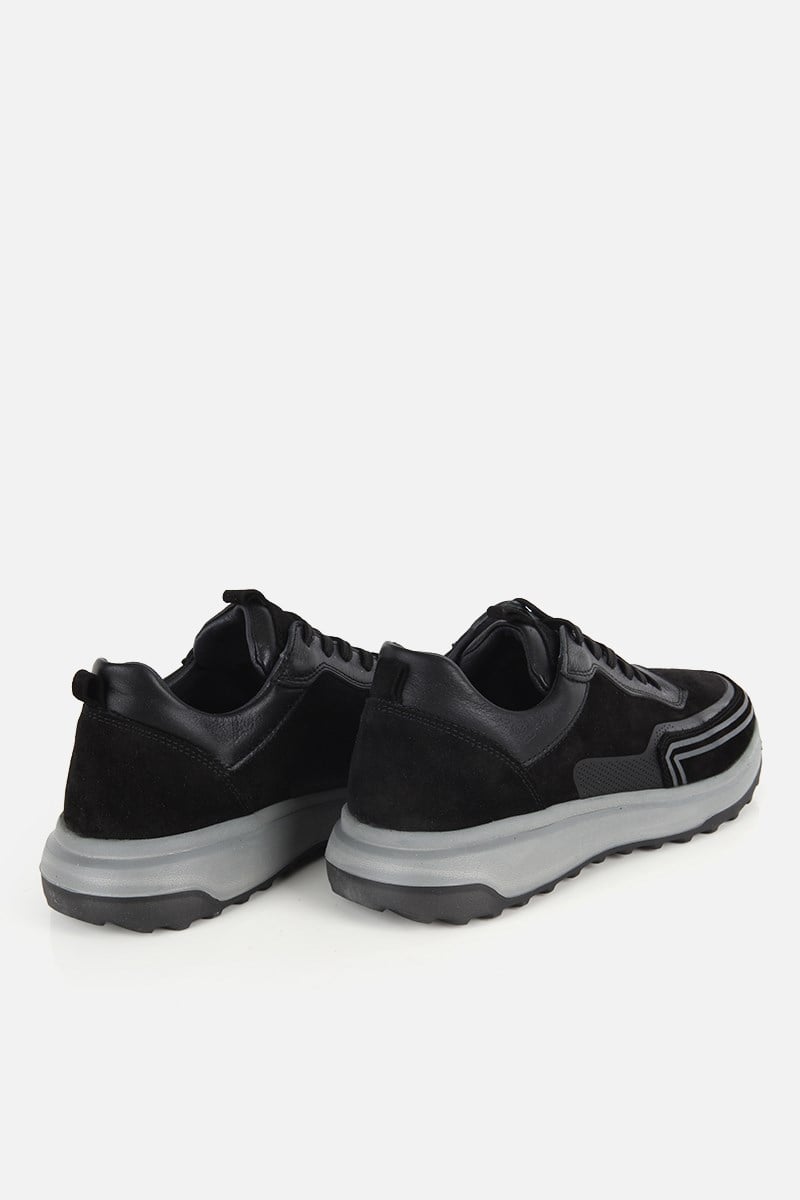 Erkek Siyah Süet Deri Bağcıklı Sneaker
