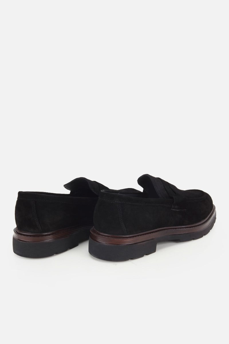 Erkek Siyah Süet Deri Modern Loafer