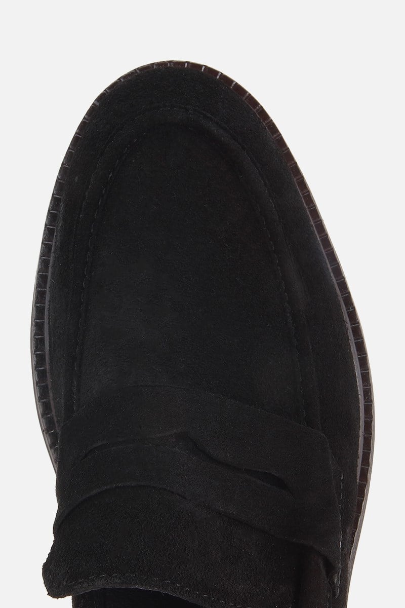 Erkek Siyah Süet Deri Modern Loafer