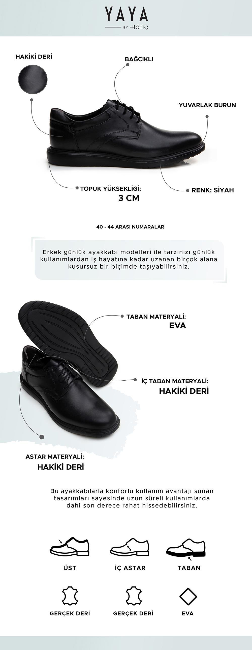 Hakiki Deri  Siyah Erkek Günlük Ayakkabı