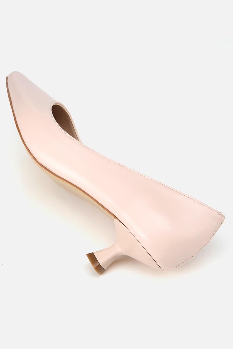 Kadın Bej Kısa Topuklu Stiletto