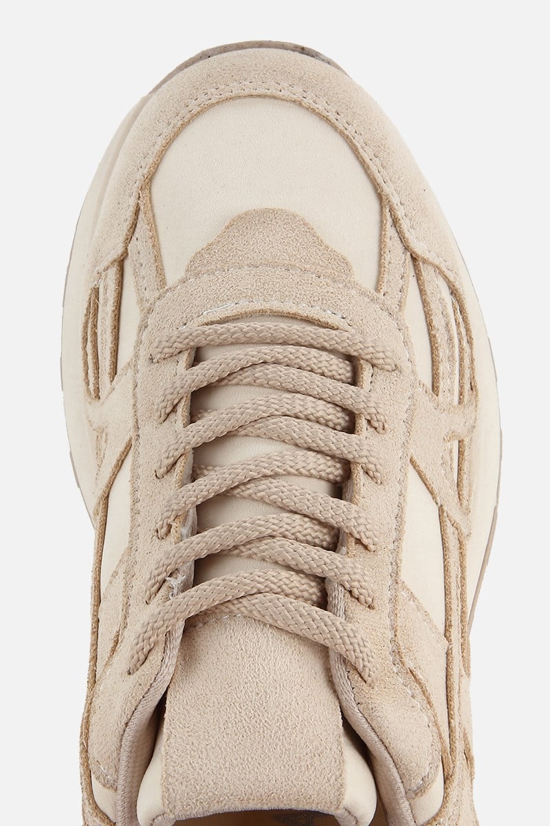 Kadın Bej Süet Bağcıklı Günlük Sneaker