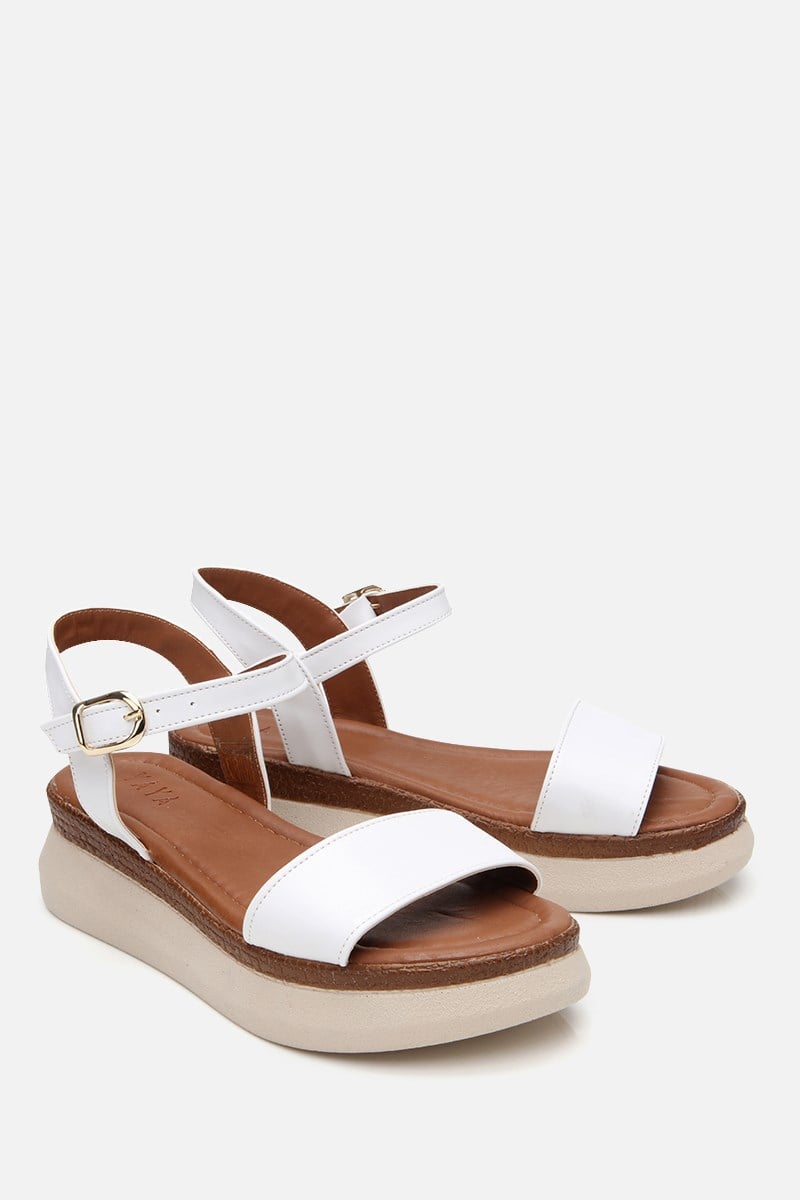 Kadın Beyaz Comfort Düz Sandalet