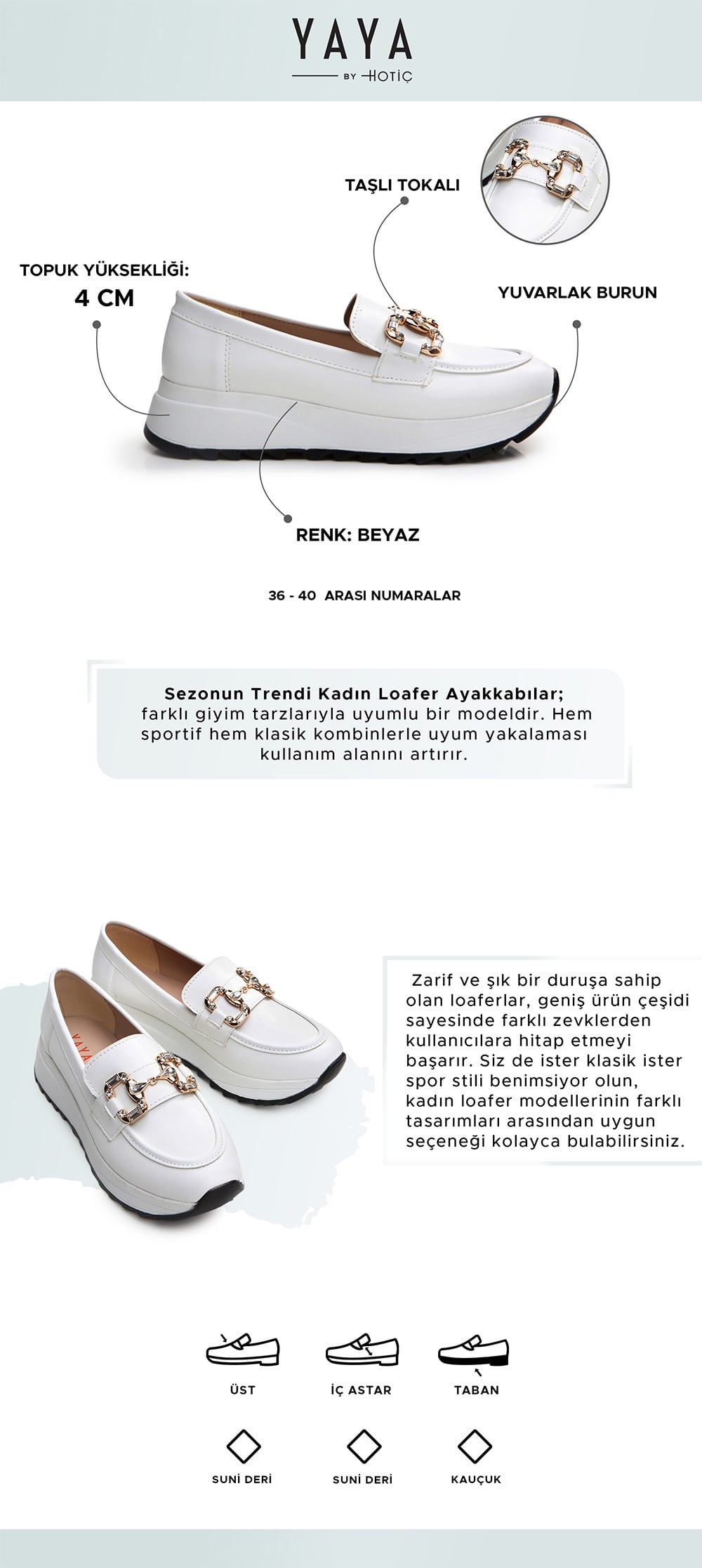 Kadın Beyaz Loafer