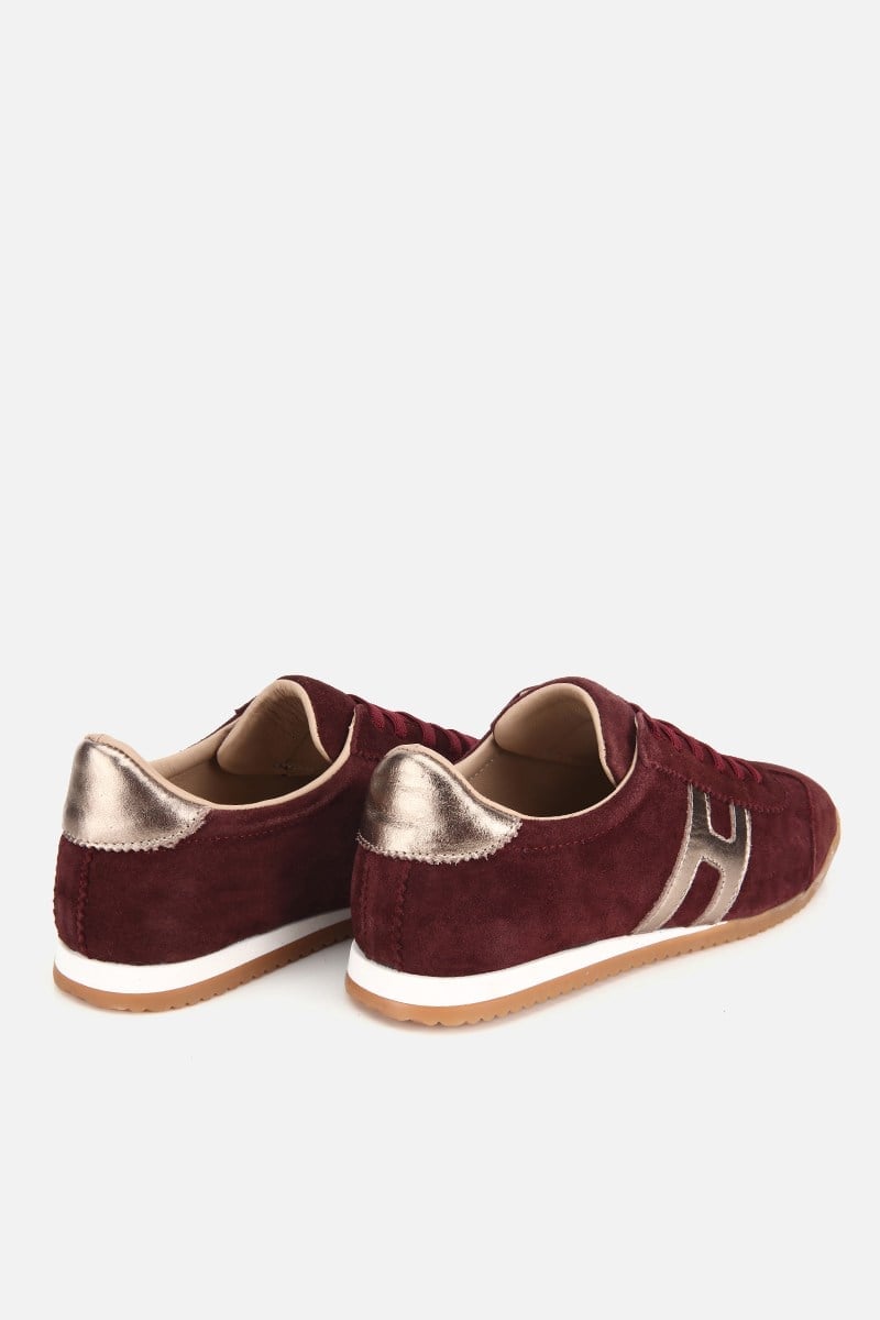 Kadın Bordo Deri Retro Süet Spor Ayakkabı