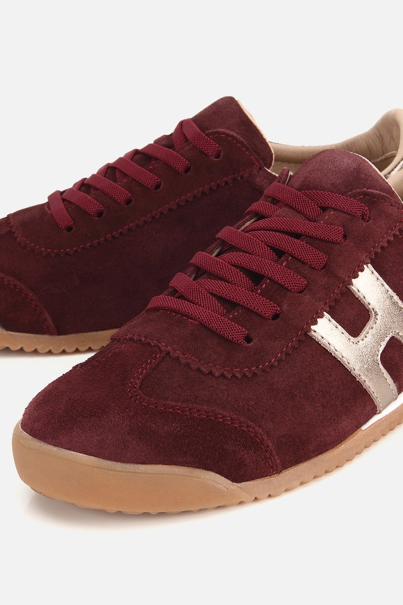 Kadın Bordo Deri Retro Süet Spor Ayakkabı
