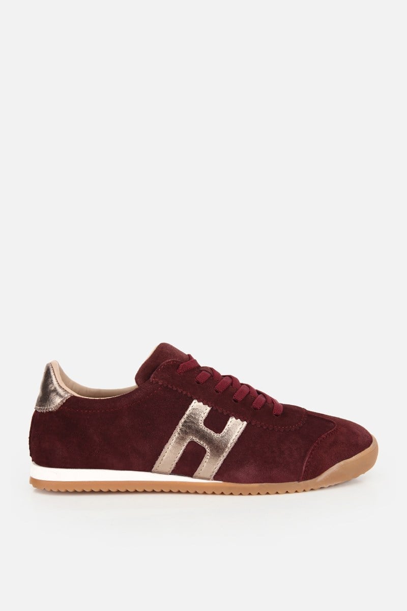 Kadın Bordo Deri Retro Süet Spor Ayakkabı