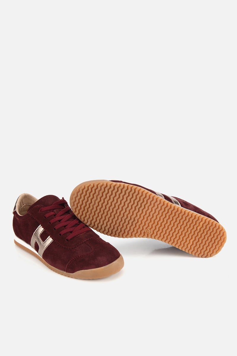 Kadın Bordo Deri Retro Süet Spor Ayakkabı