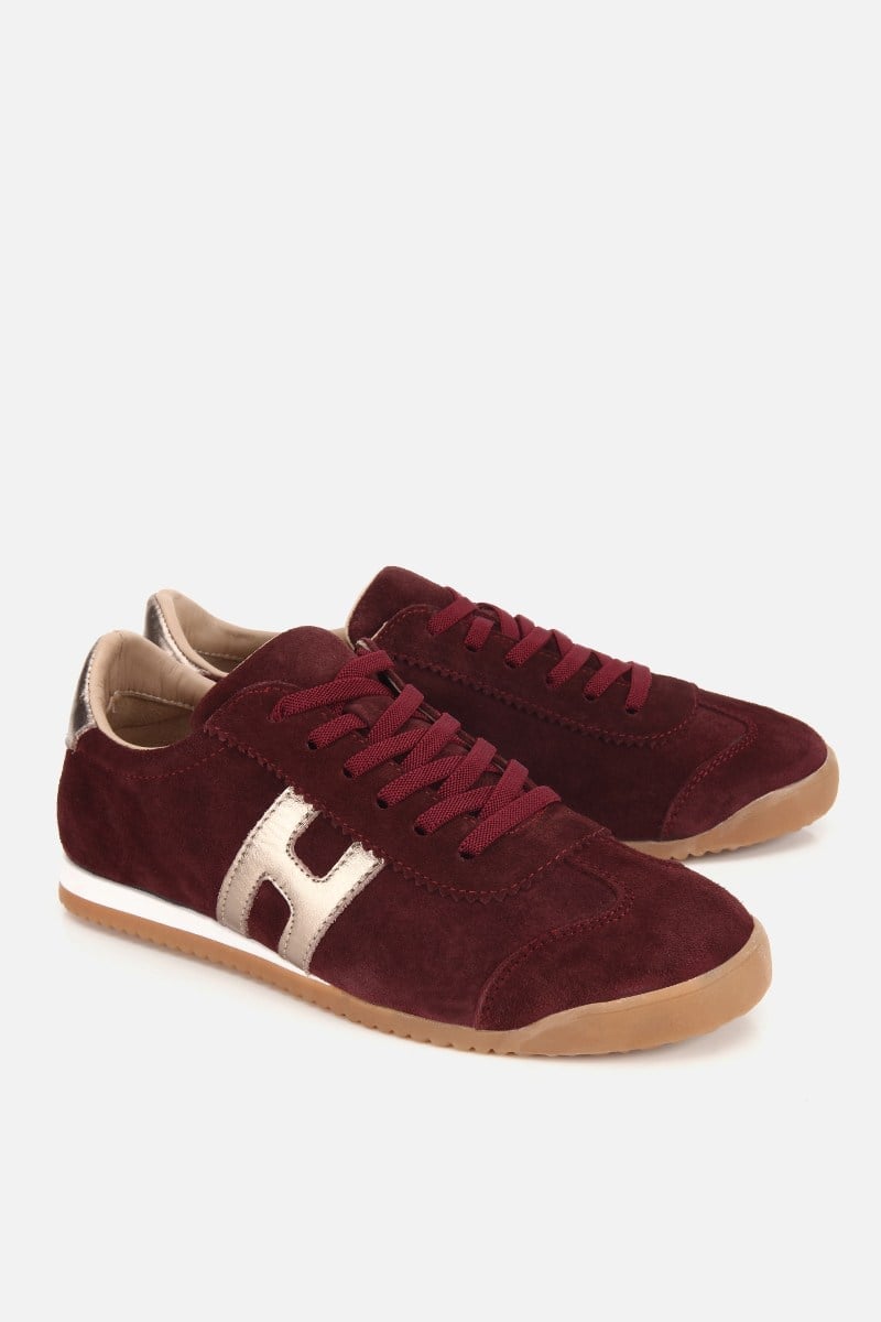 Kadın Bordo Deri Retro Süet Spor Ayakkabı