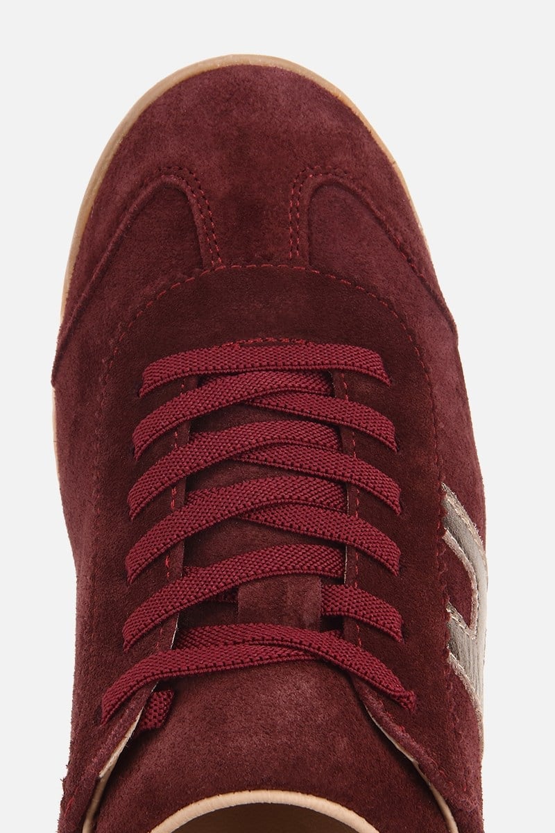 Kadın Bordo Deri Retro Süet Spor Ayakkabı