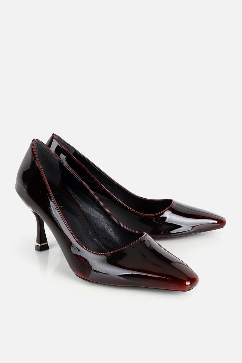 Kadın Bordo Rugan İnce Topuklu Stiletto