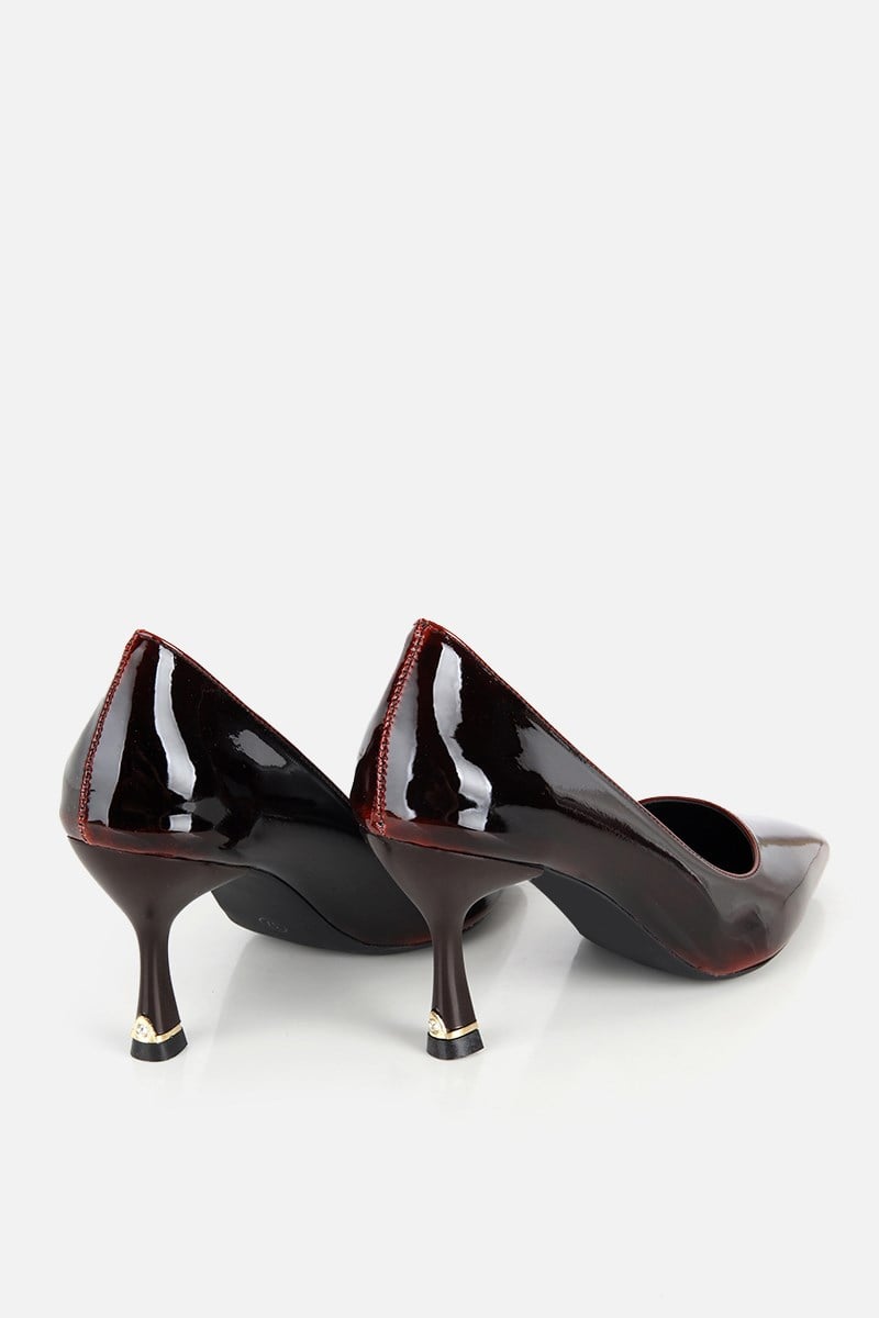 Kadın Bordo Rugan İnce Topuklu Stiletto