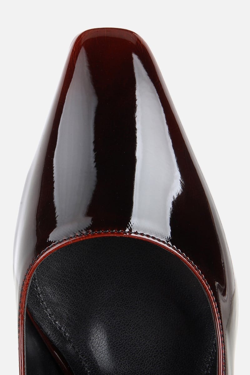 Kadın Bordo Rugan İnce Topuklu Stiletto