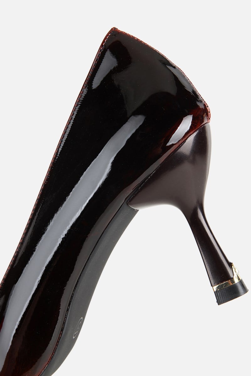 Kadın Bordo Rugan İnce Topuklu Stiletto