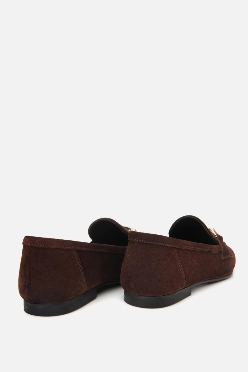 Kadın Deri Kahve Tokalı Loafer