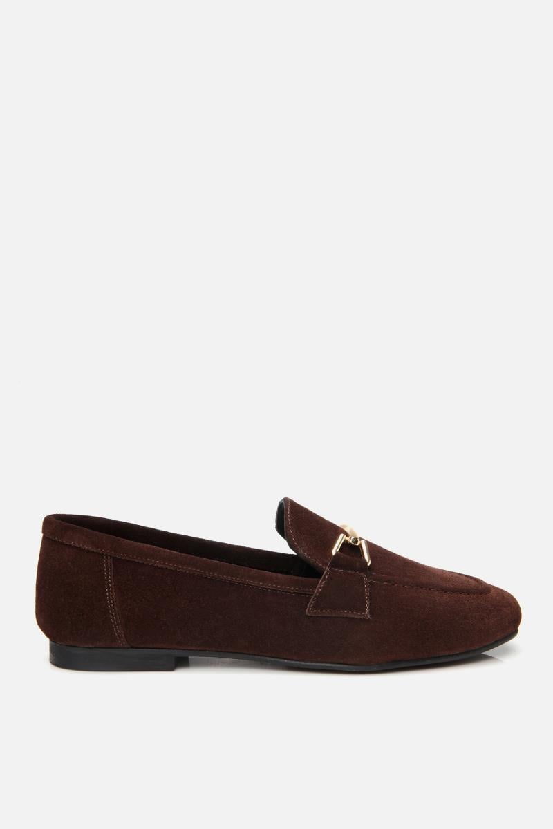 Kadın Deri Kahve Tokalı Loafer