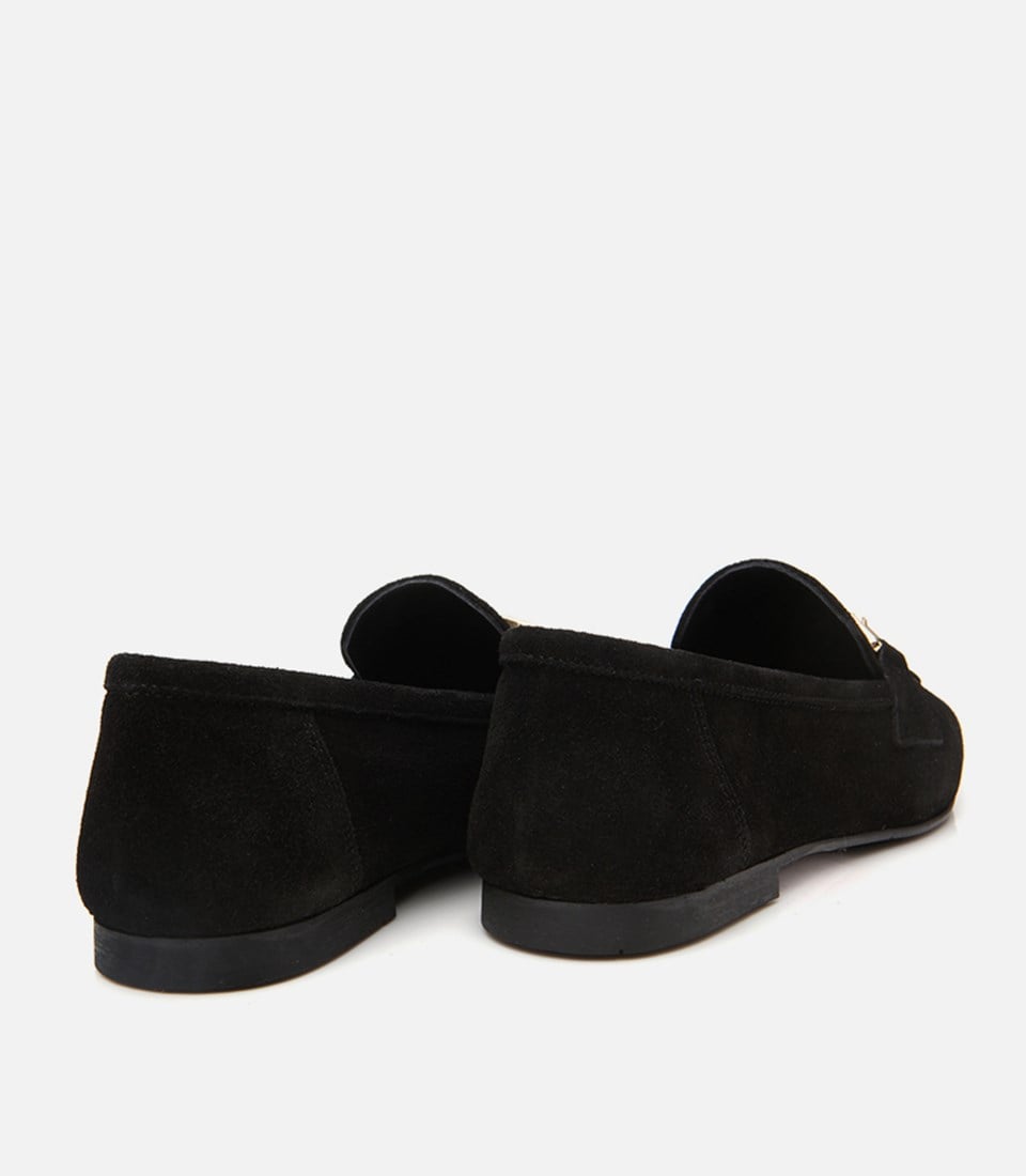 Kadın Deri Siyah Deri Tokalı Loafer