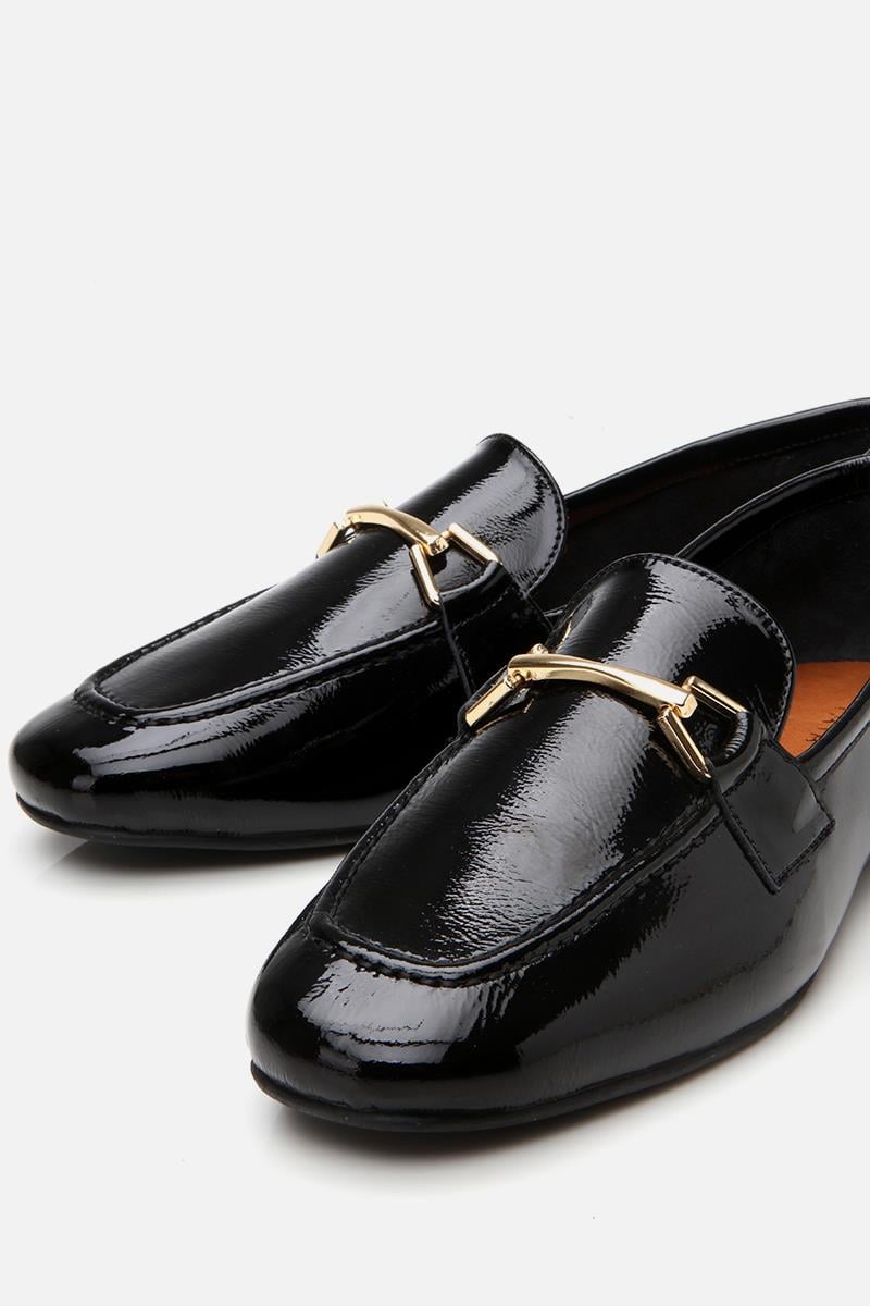 Kadın Deri Siyah Tokalı Loafer