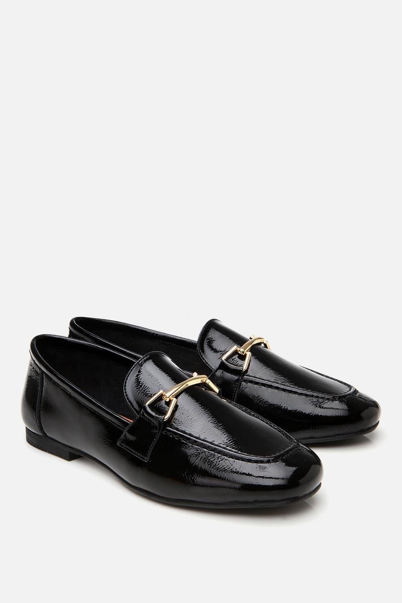 Kadın Deri Siyah Tokalı Loafer