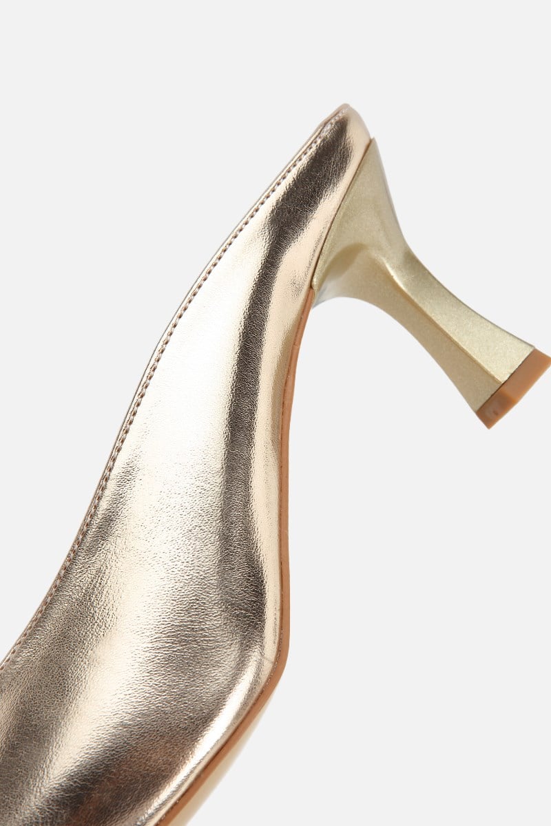 Kadın Gold Kısa Topuklu Günlük Stiletto