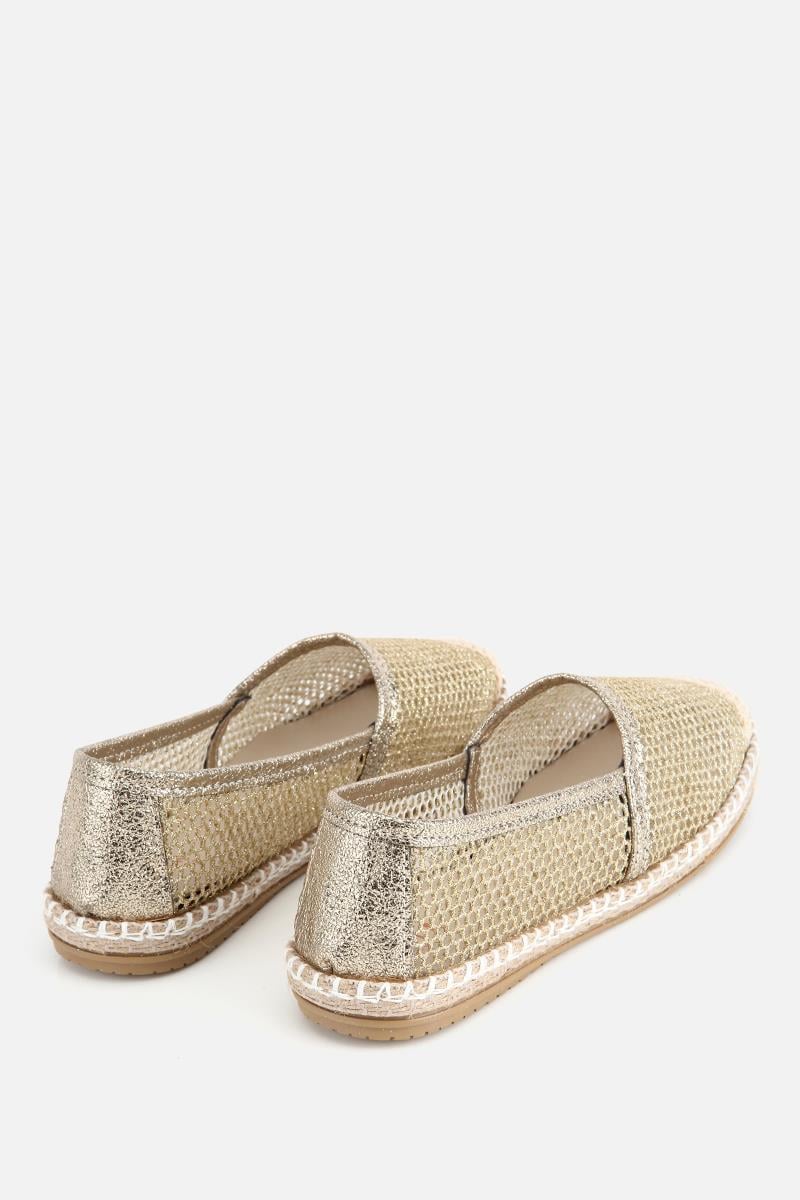 Kadın Gold Simli Fileli Espadril