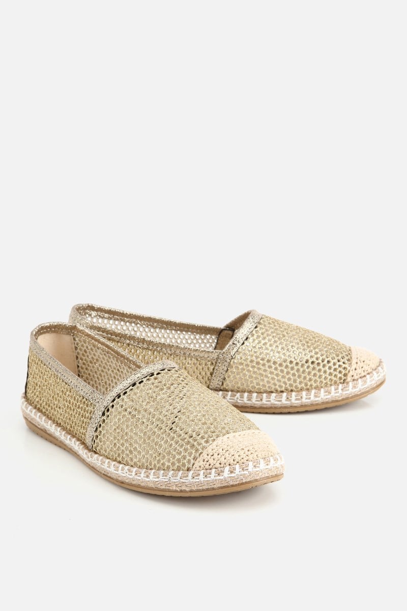 Kadın Gold Simli Fileli Espadril