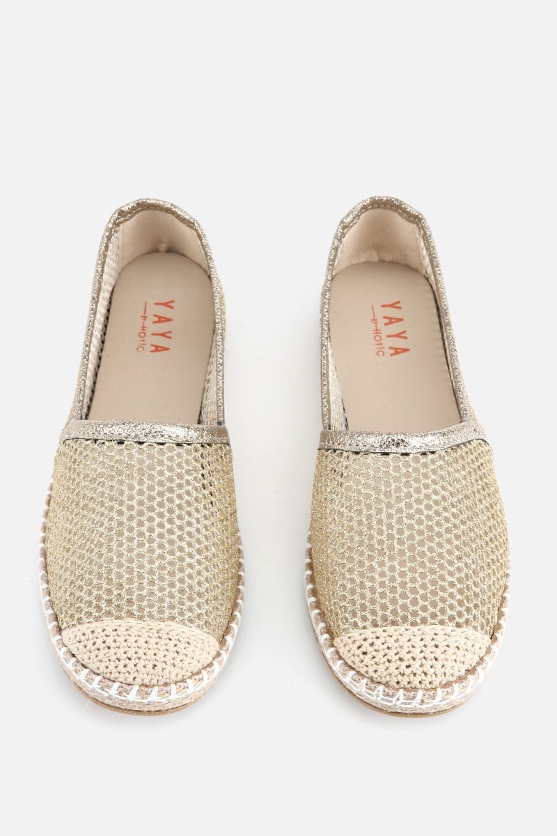 Kadın Gold Simli Fileli Espadril