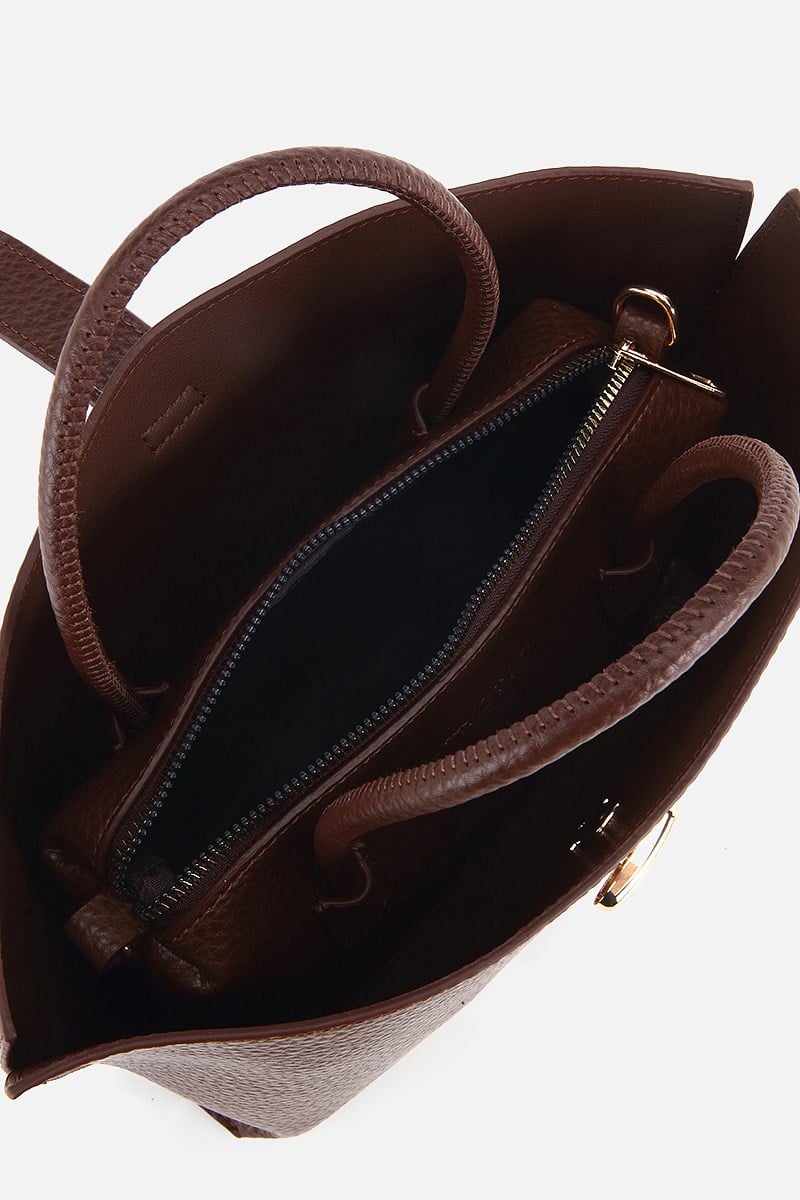 Kadın Kahverengi Kilit Detaylı Tote Çanta