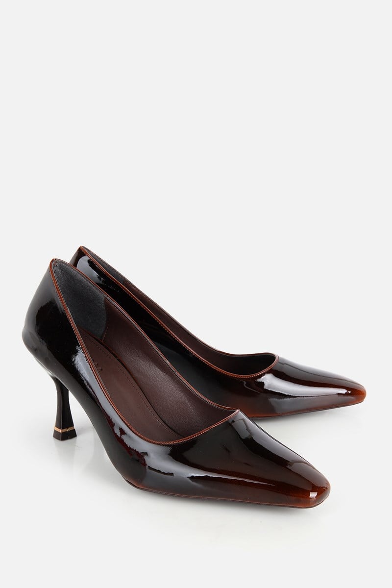 Kadın Kahverengi Rugan İnce Topuklu Stiletto