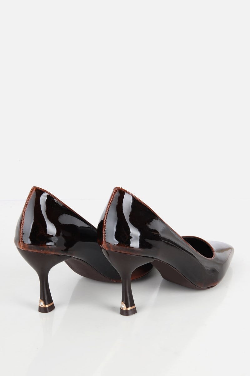 Kadın Kahverengi Rugan İnce Topuklu Stiletto