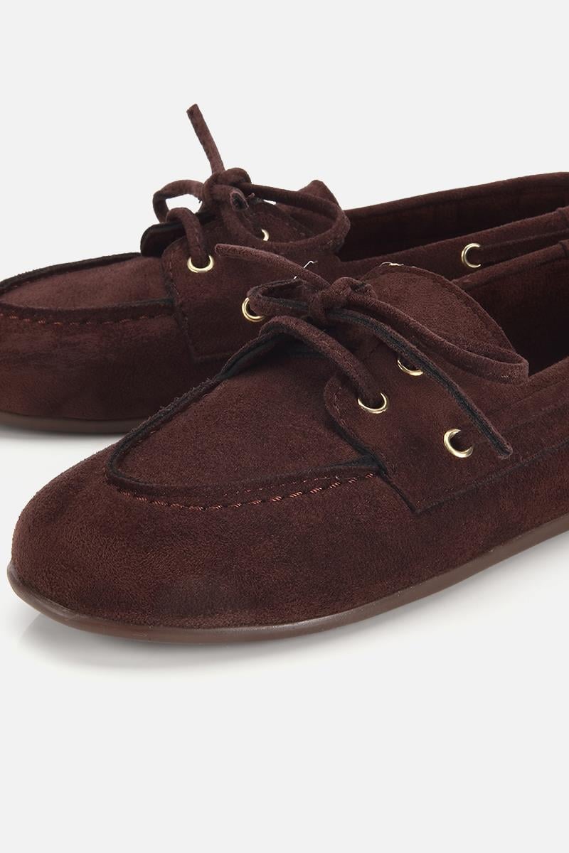 Kadın Kahverengi Süet Bağcık Detaylı Loafer