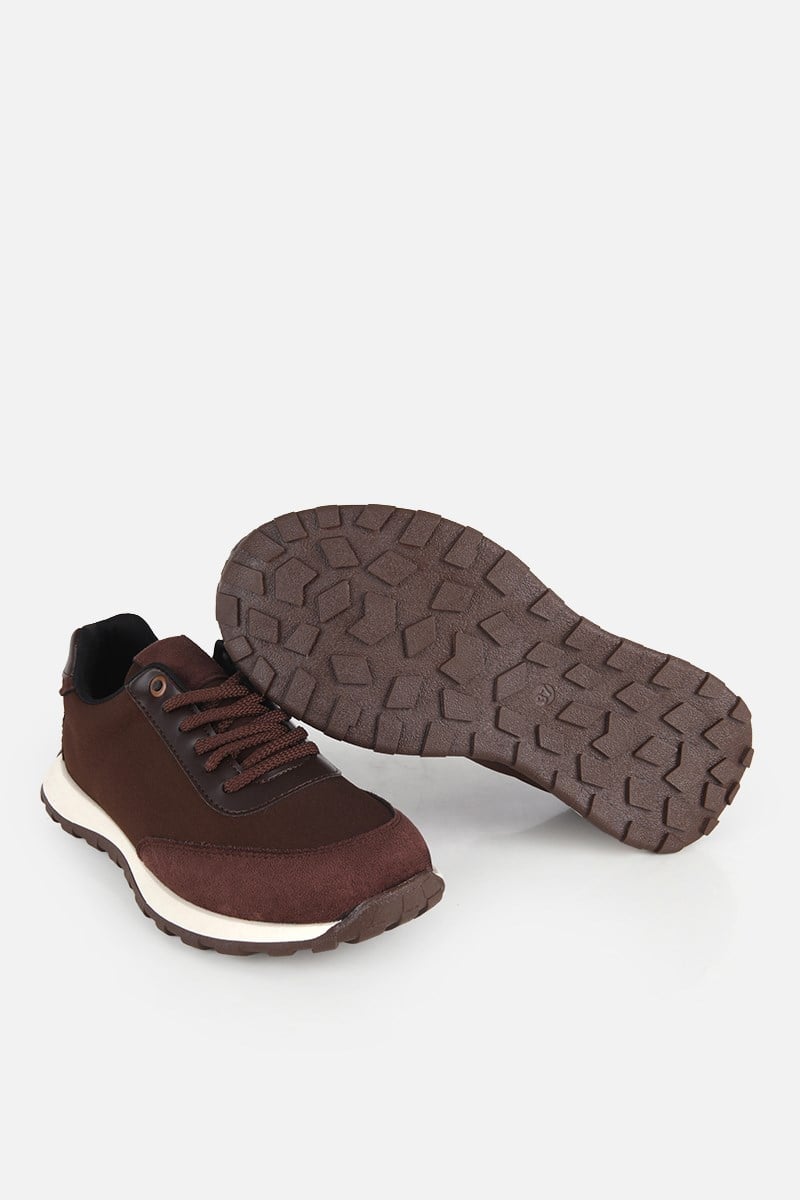 Kadın Kahverengi Süet Detaylı Bağcıklı Sneaker