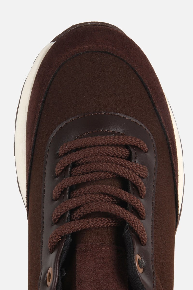 Kadın Kahverengi Süet Detaylı Bağcıklı Sneaker