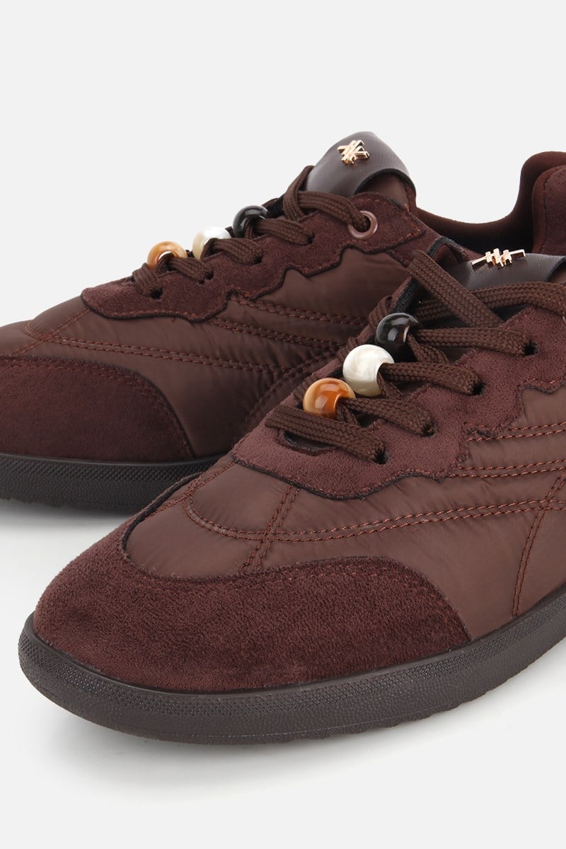 Kadın Kahverengi Süet Detaylı Bağcıklı Sneaker