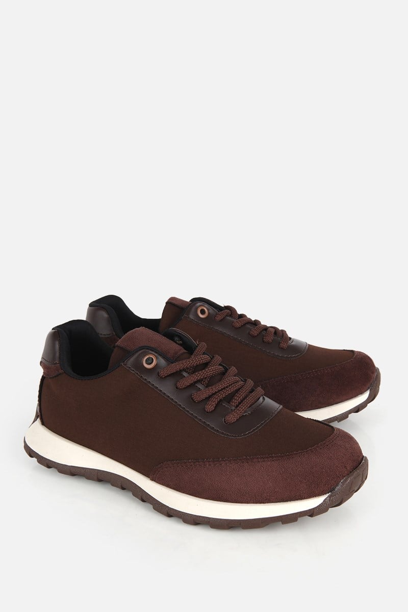 Kadın Kahverengi Süet Detaylı Bağcıklı Sneaker