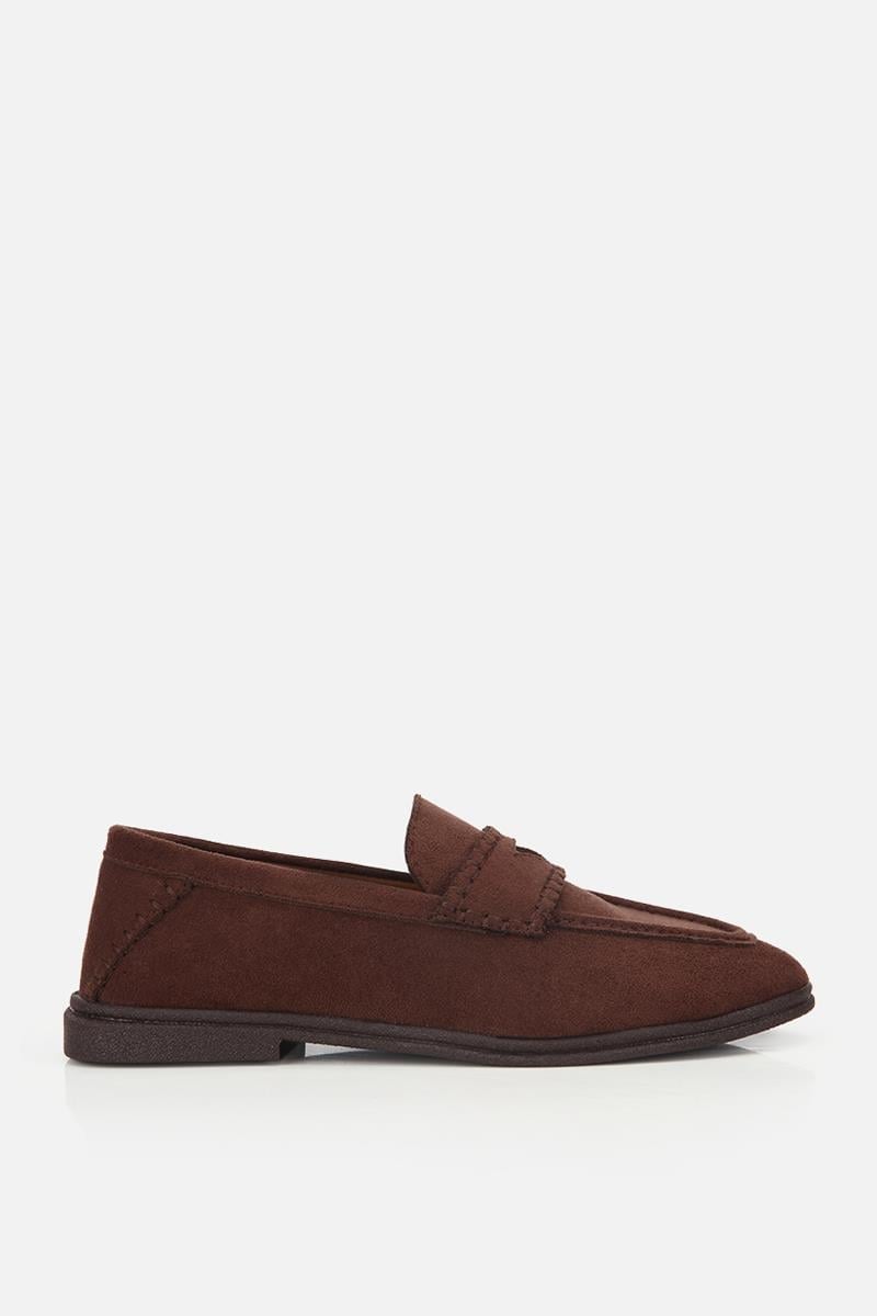 Kadın Kahverengi Süet Dikiş Detaylı Günlük Loafer