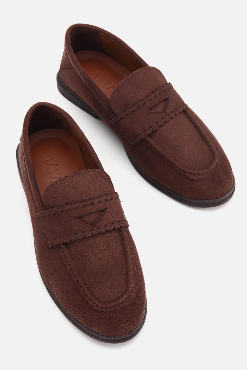 Kadın Kahverengi Süet Dikiş Detaylı Günlük Loafer