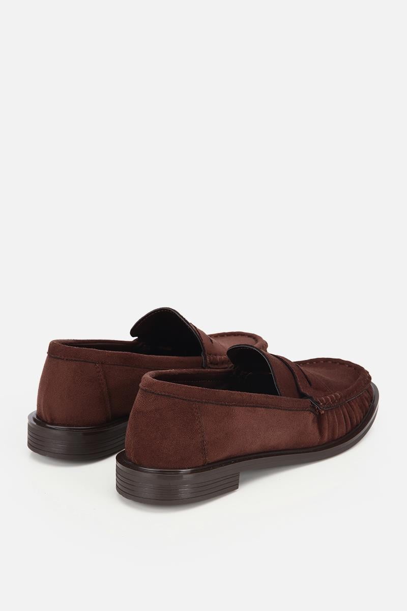 Kadın Kahverengi Süet Dikiş Detaylı Loafer