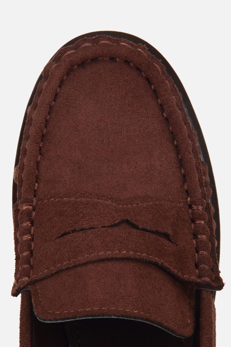 Kadın Kahverengi Süet Dikiş Detaylı Loafer