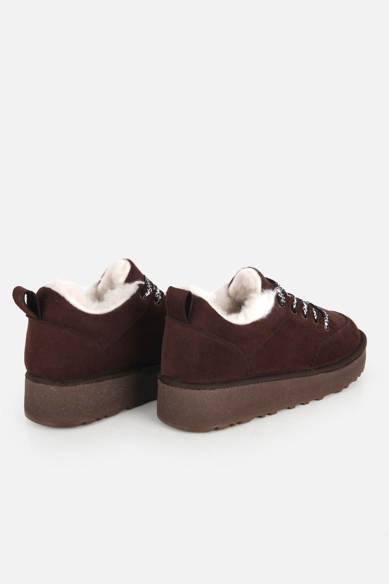 Kadın Kahverengi Süet Kalın Tabanlı Günlük Sneaker