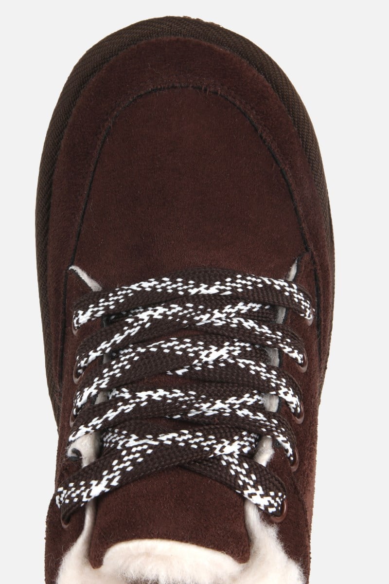 Kadın Kahverengi Süet Kalın Tabanlı Günlük Sneaker