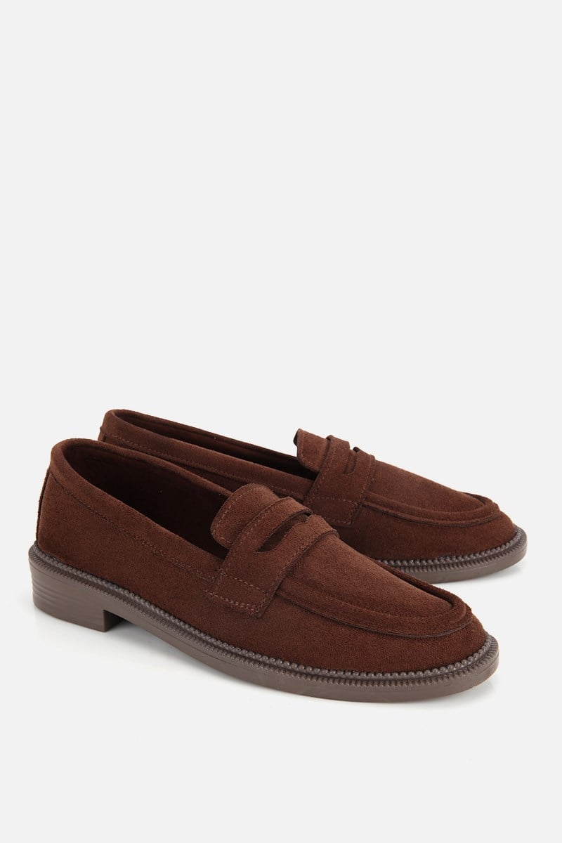 Kadın Kahverengi Süet Klasik Loafer