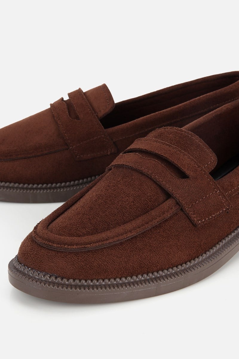 Kadın Kahverengi Süet Klasik Loafer