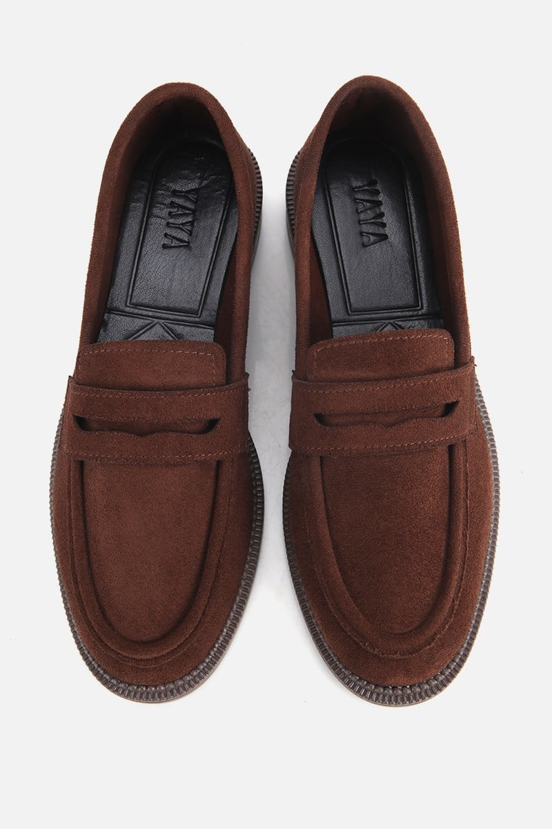 Kadın Kahverengi Süet Klasik Loafer