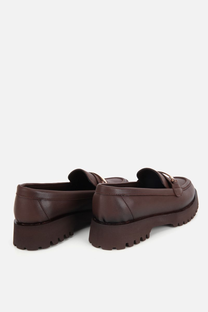 Kadın Kahverengi Tokalı Kalın Tabanlı Loafer